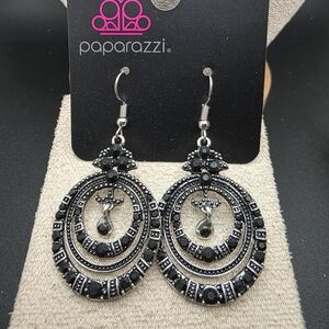 Paparazzi Intricate Black Hoop Earrings (1713)